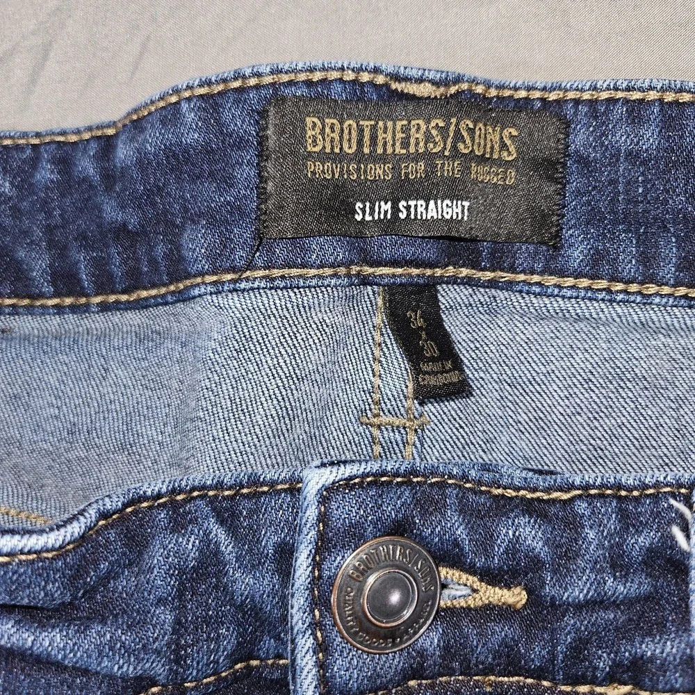 Brothers and Sons Mens Slim Straight Stretch Denim Jeans Size 34x30